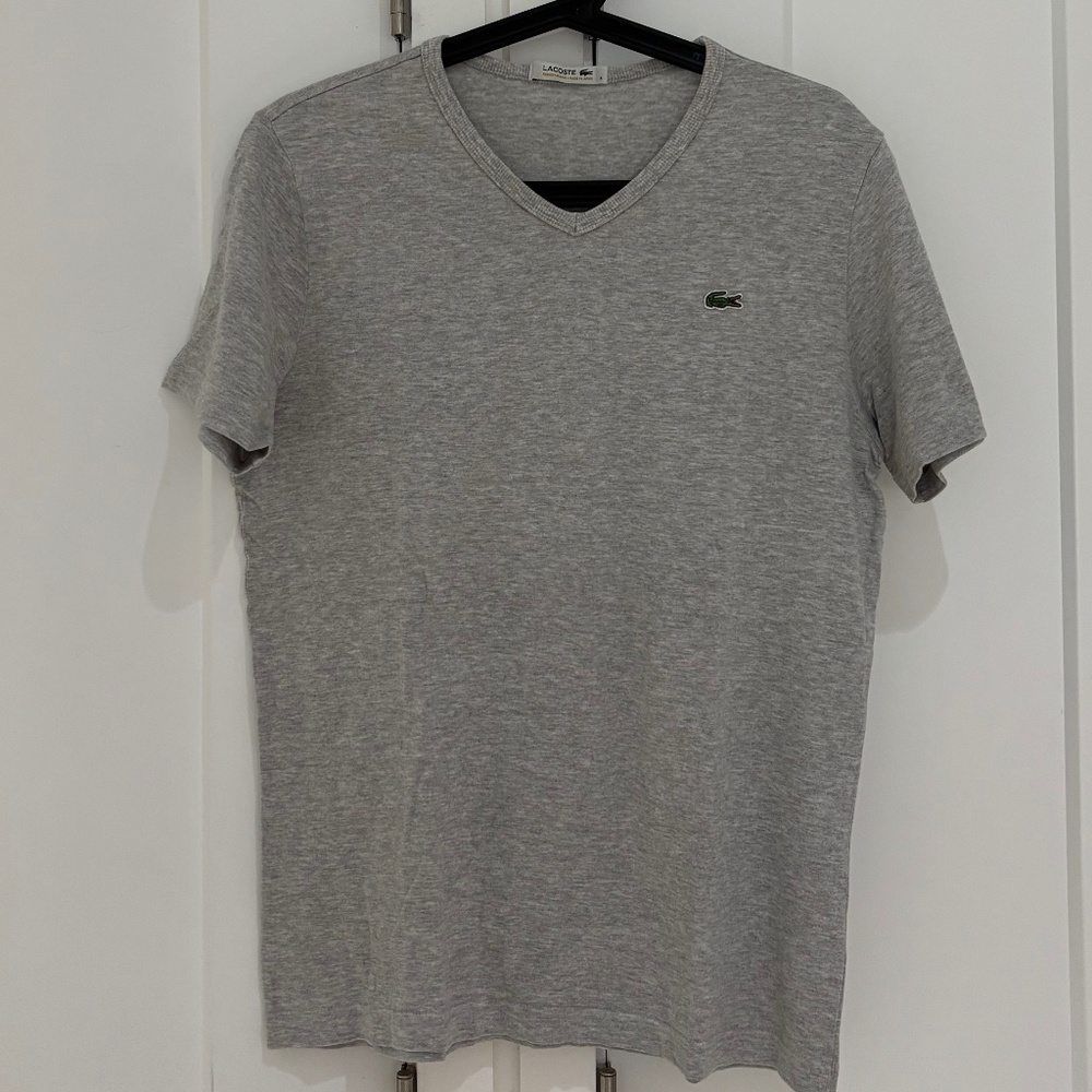 Lacoste Men's V-Neck Tee Grey
